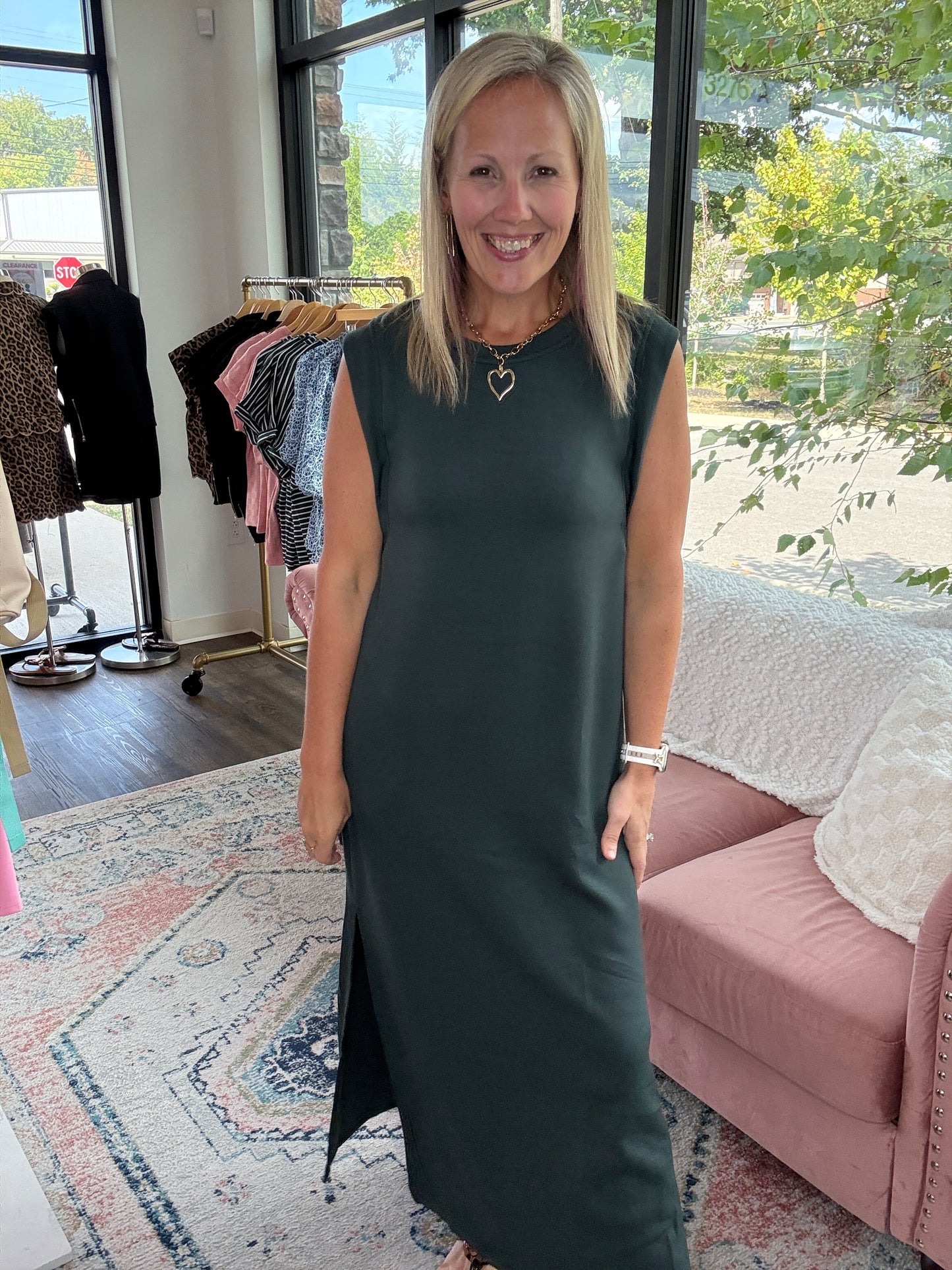 Dream Butter Knit Dress- Forest Green