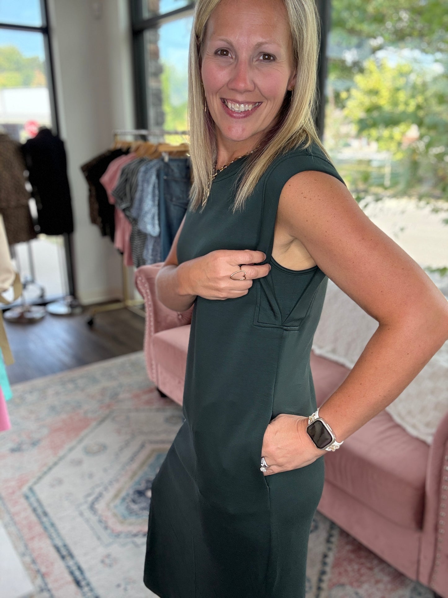 Dream Butter Knit Dress- Forest Green