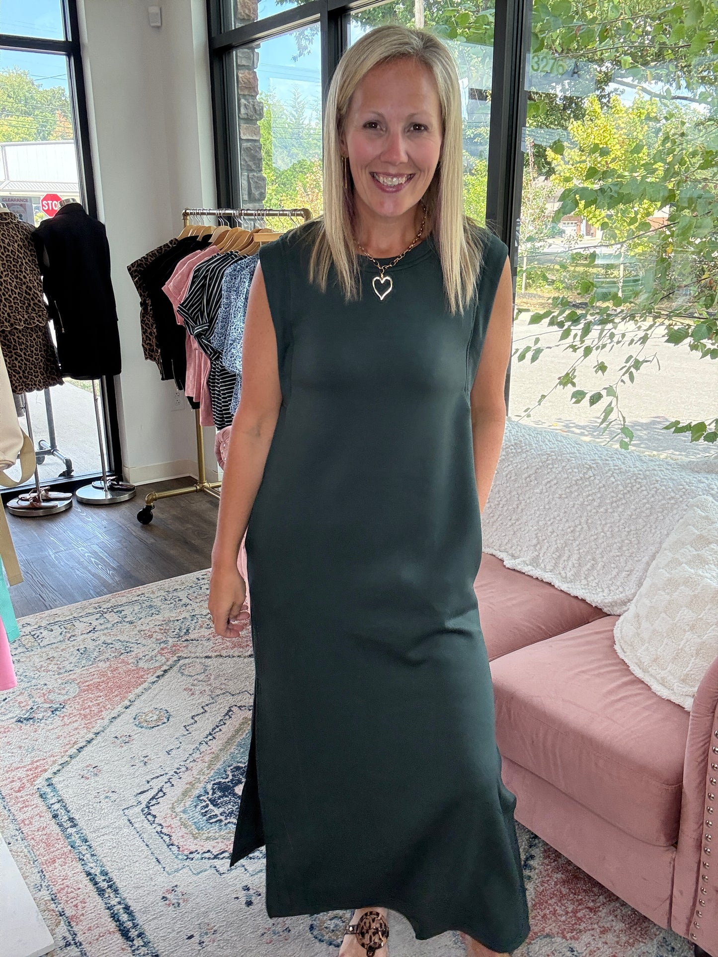 Dream Butter Knit Dress- Forest Green