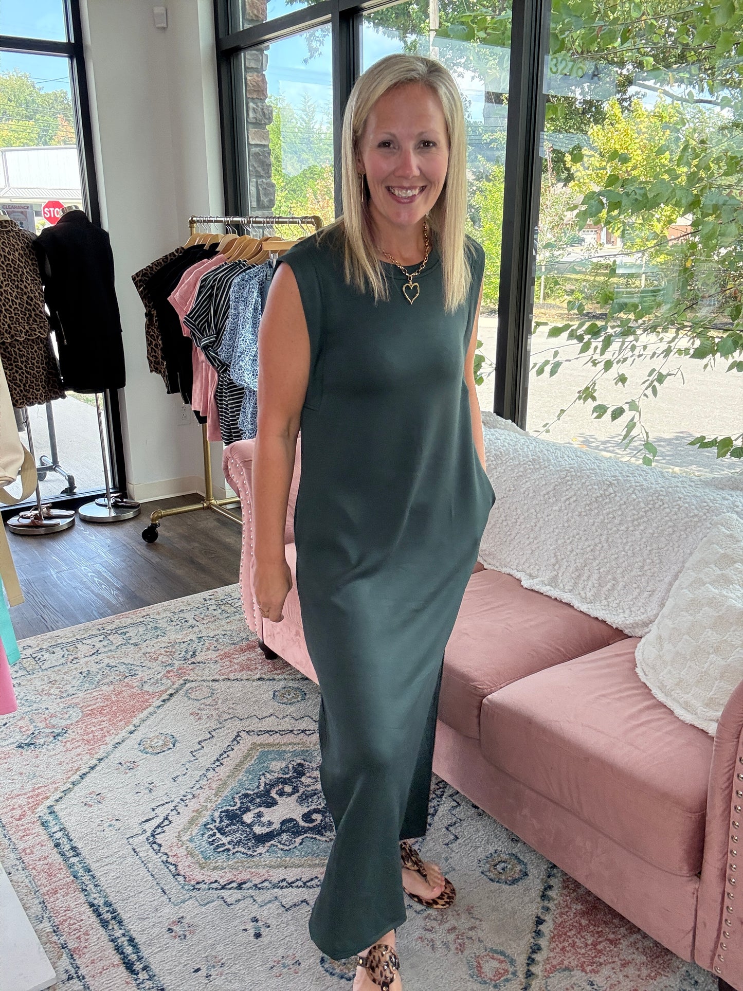 Dream Butter Knit Dress- Forest Green