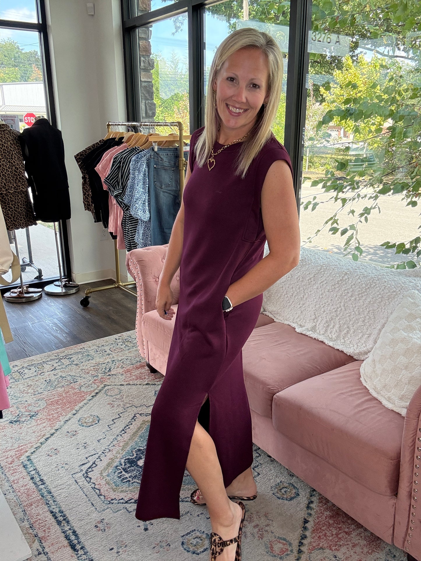 Dream Butter Knit Dress- Rich Wine