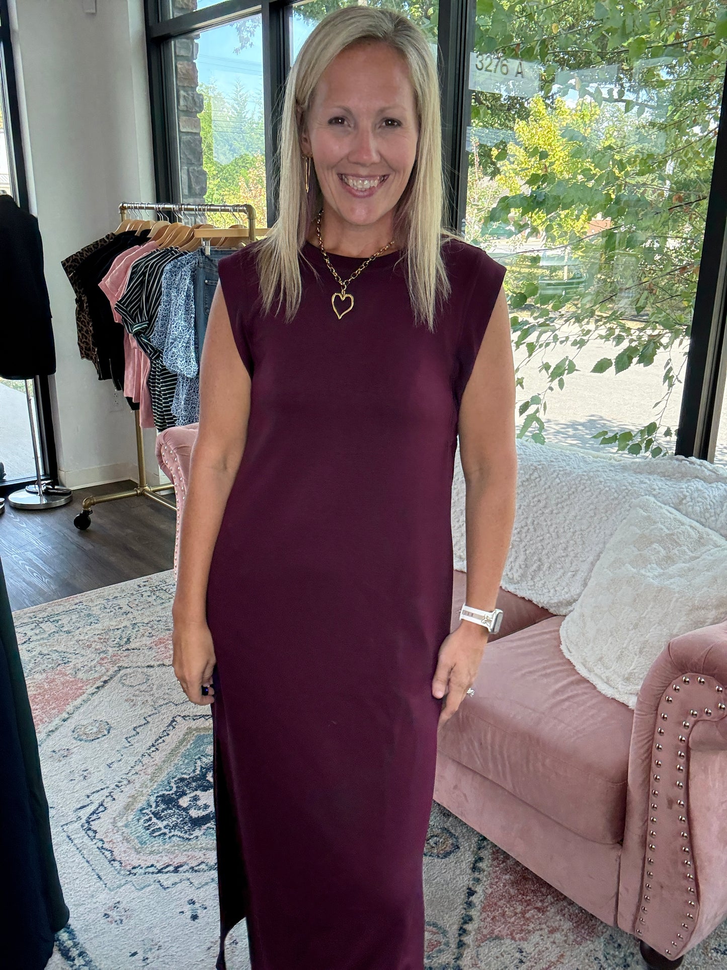 Dream Butter Knit Dress- Rich Wine