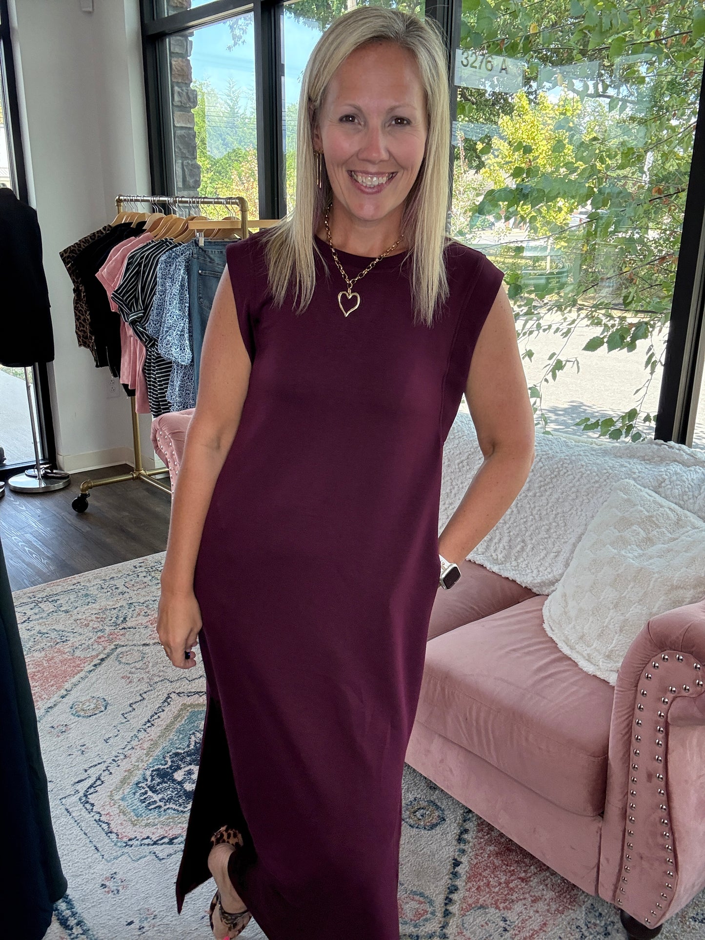 Dream Butter Knit Dress- Rich Wine