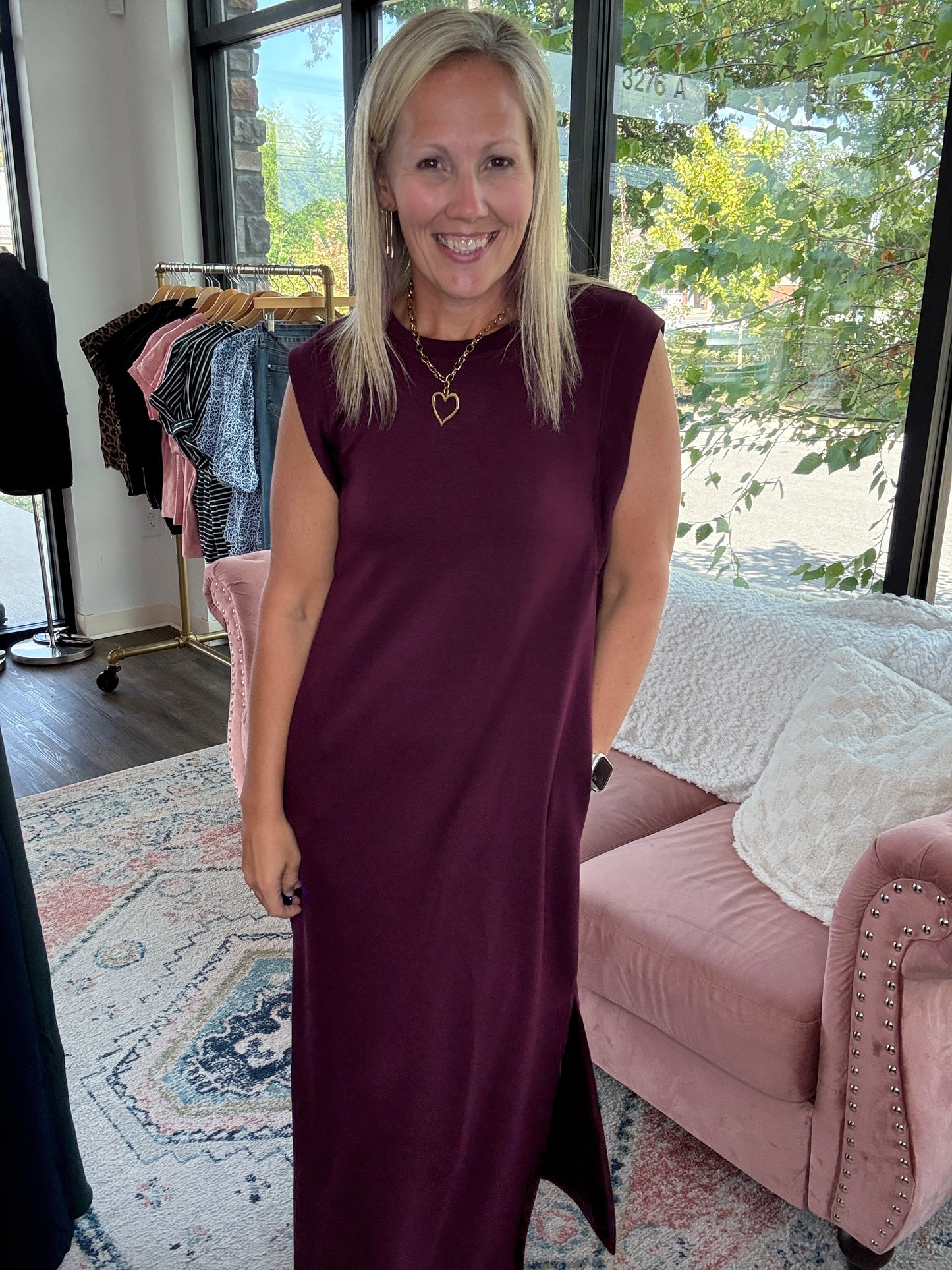 Dream Butter Knit Dress- Rich Wine