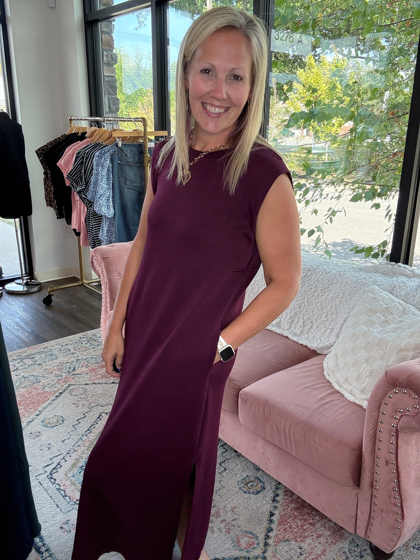 Dream Butter Knit Dress- Rich Wine