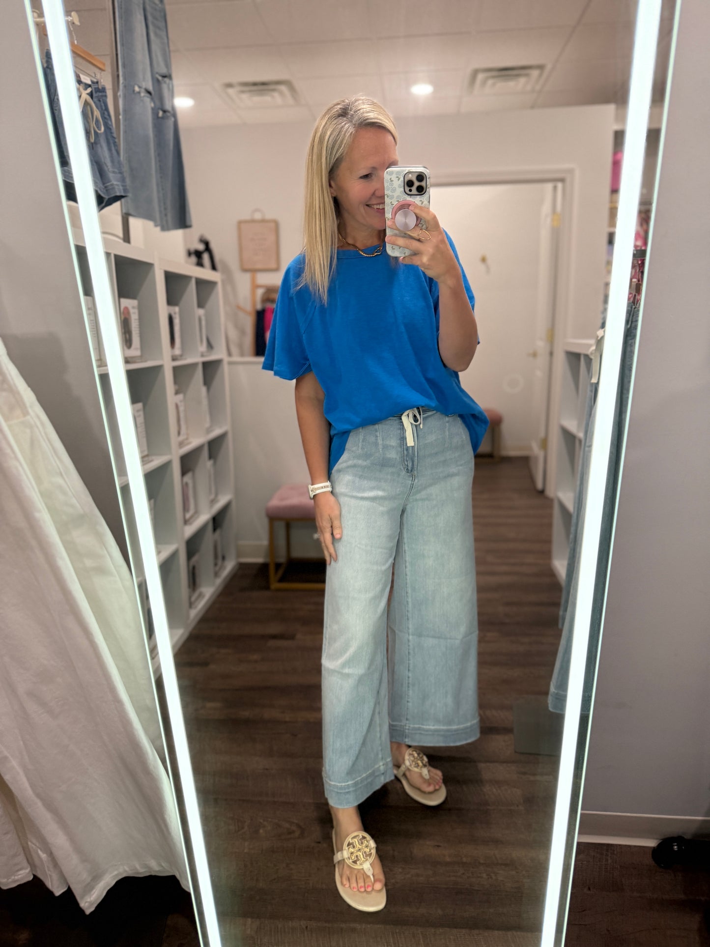 Slub Seam Top- Ocean Blue