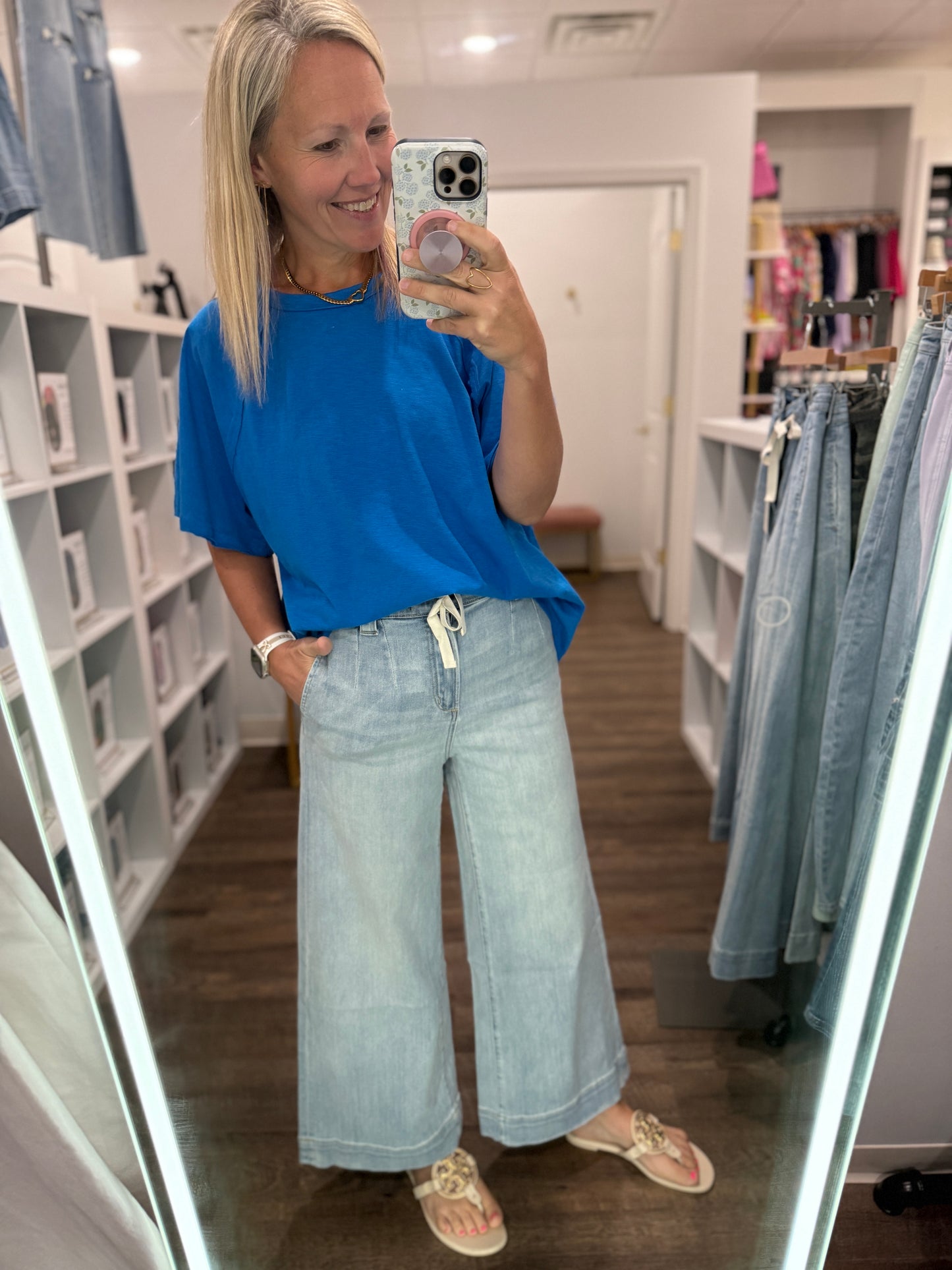 Slub Seam Top- Ocean Blue
