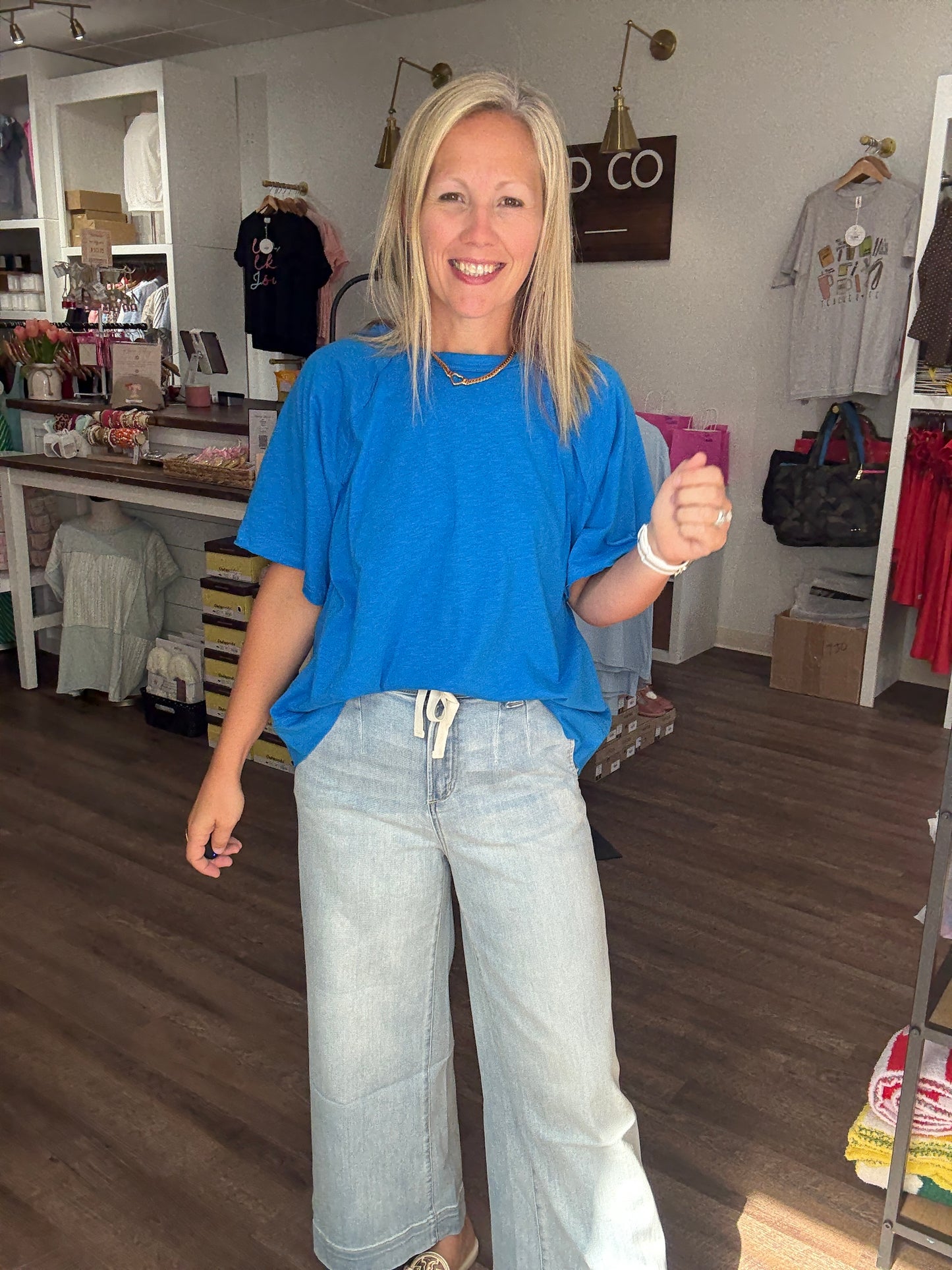 Slub Seam Top- Ocean Blue