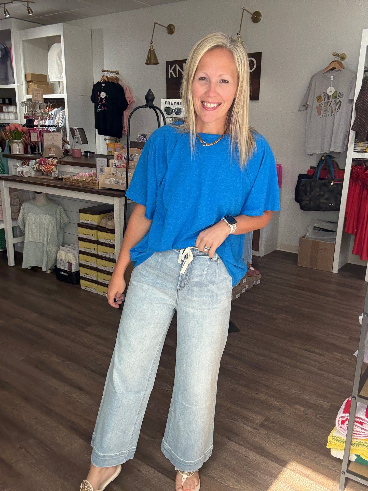 Slub Seam Top- Ocean Blue