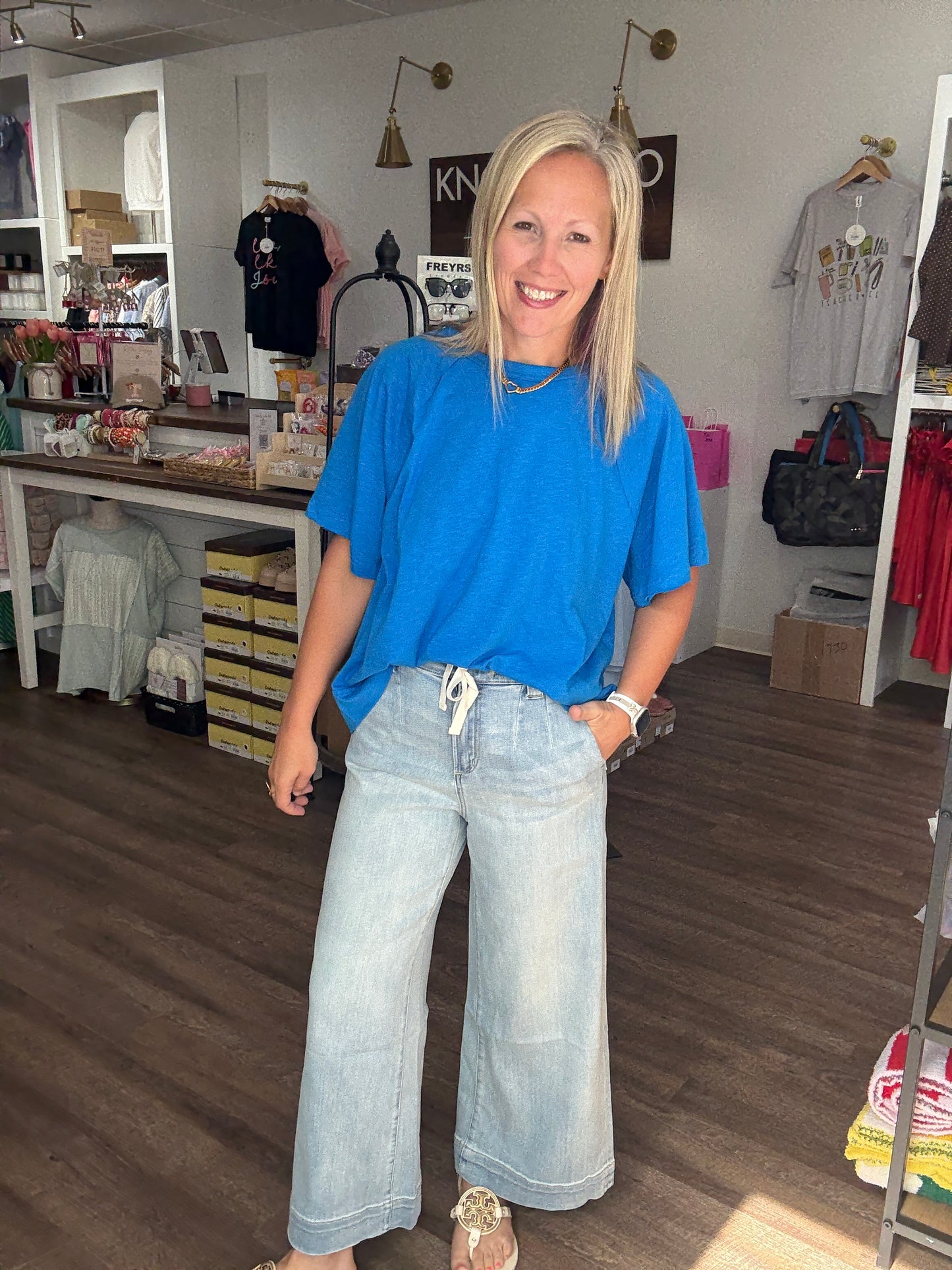 Slub Seam Top- Ocean Blue