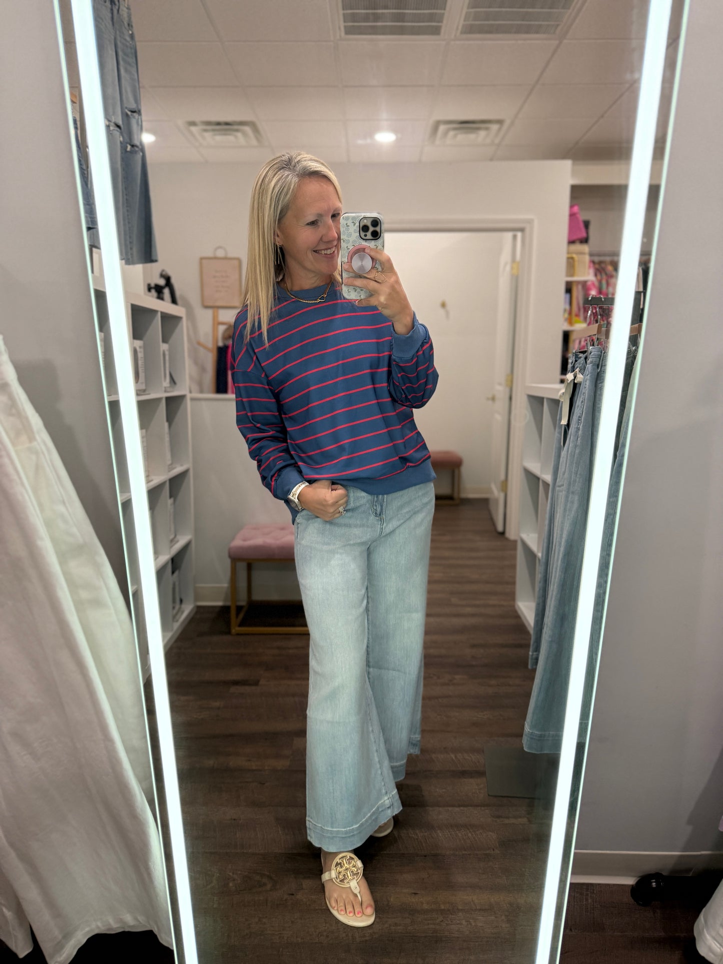 Navy & Stripe Criss Cross