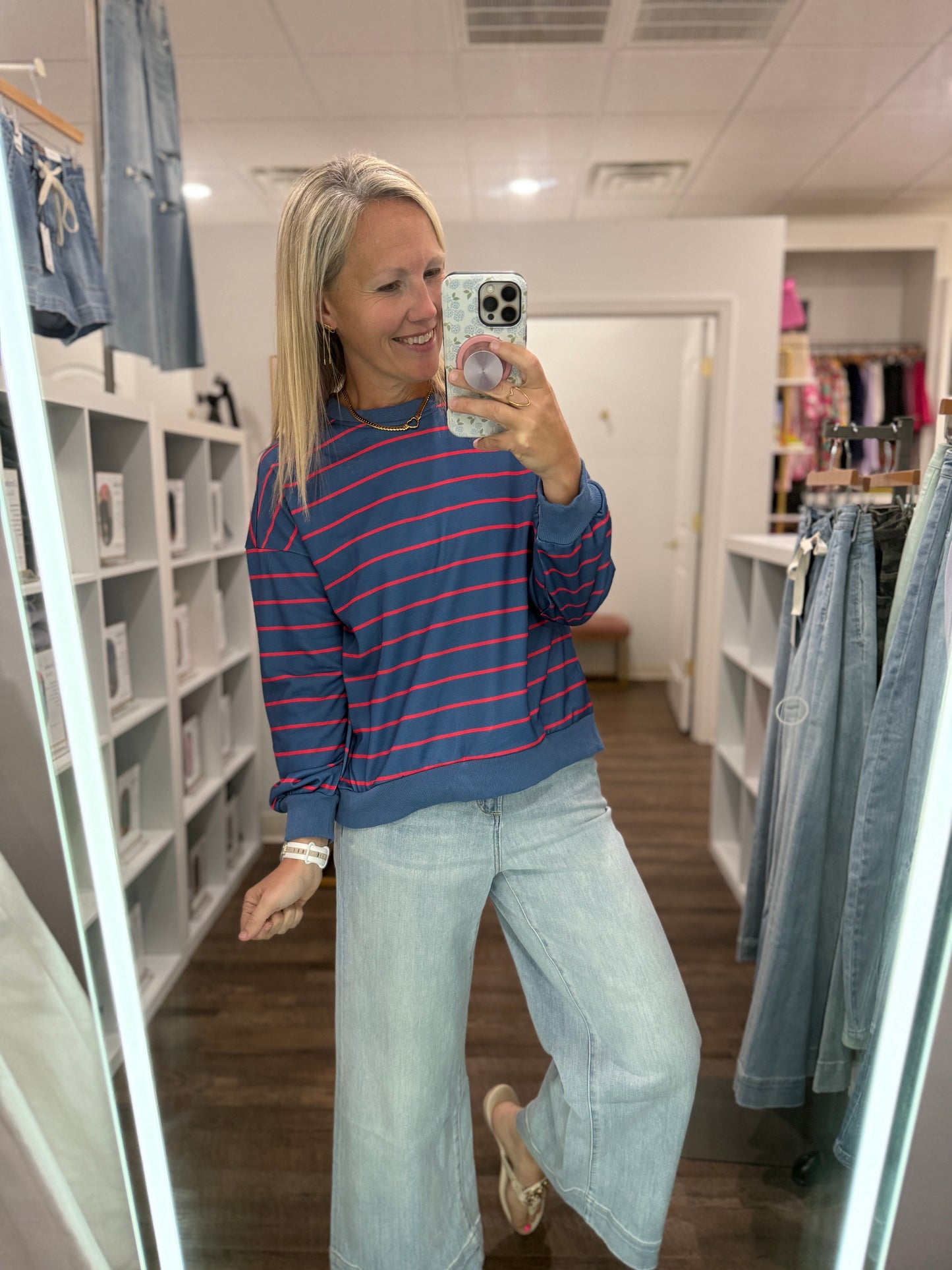 Navy & Stripe Criss Cross