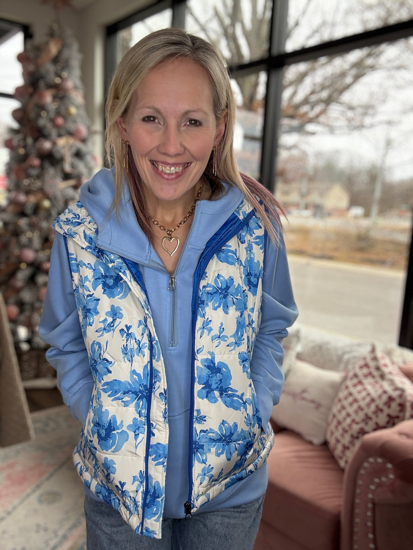 On the Go Luxe Pullover- Blue