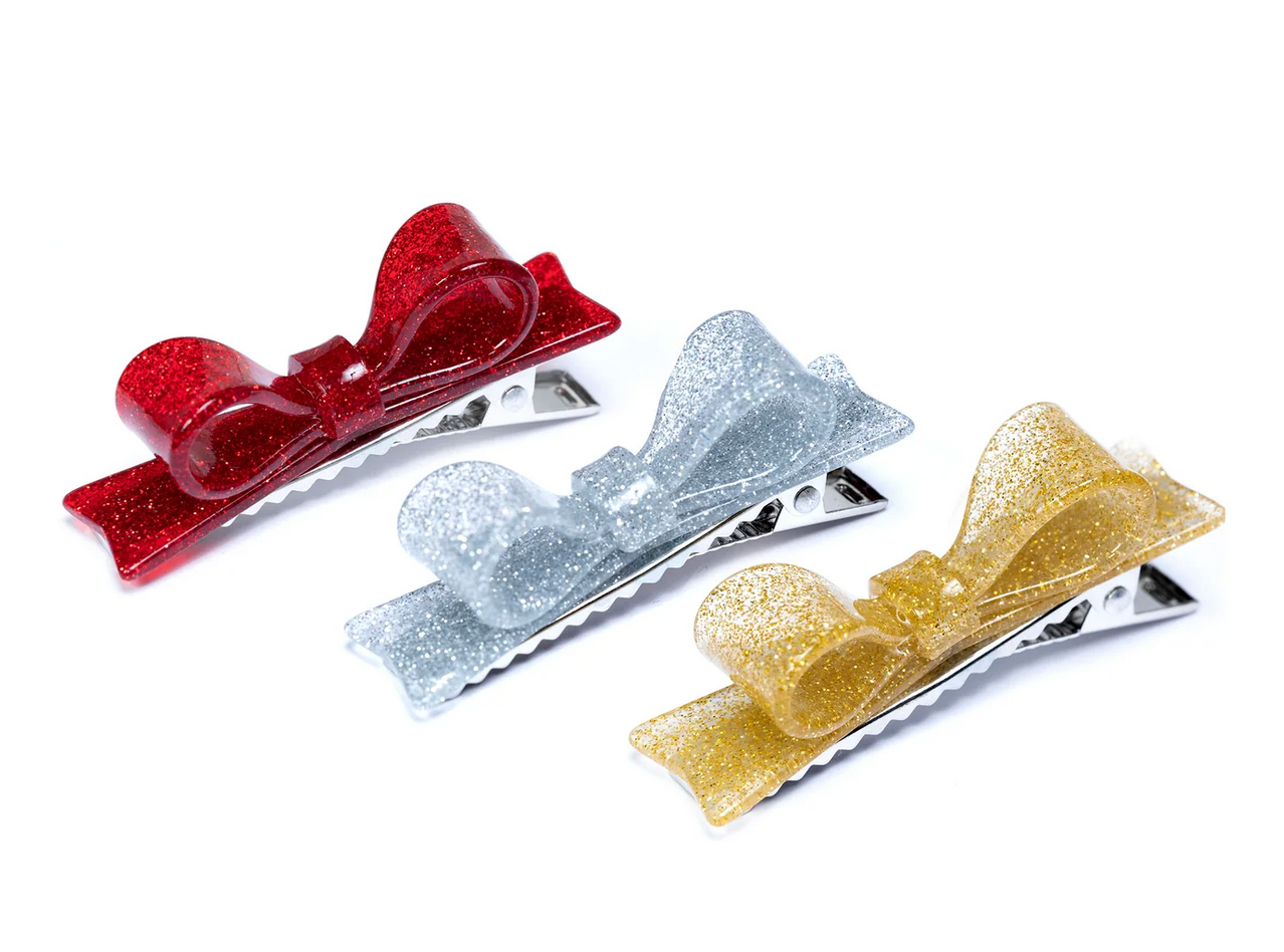 Glitter Trio Bow Clips