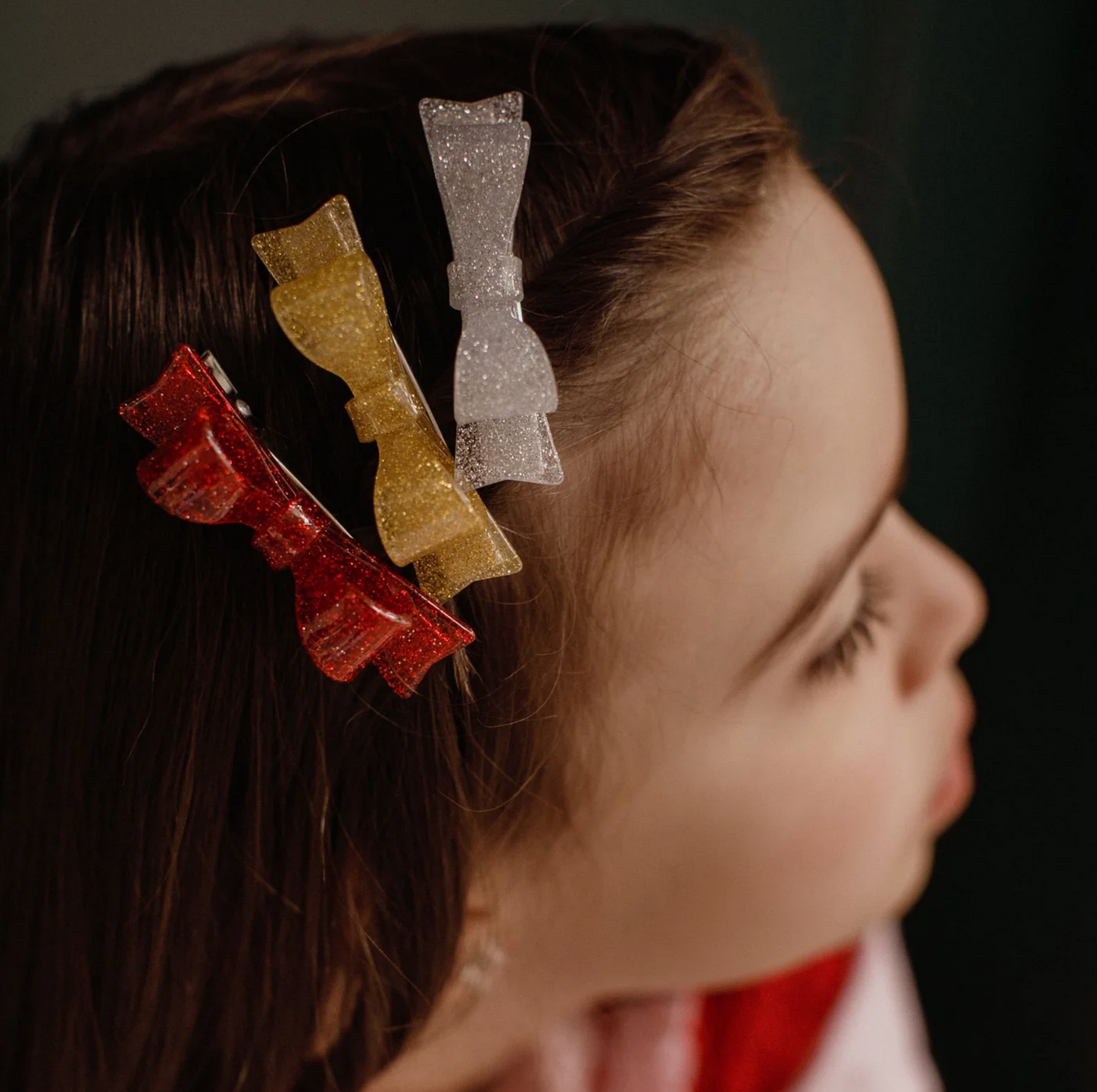 Glitter Trio Bow Clips