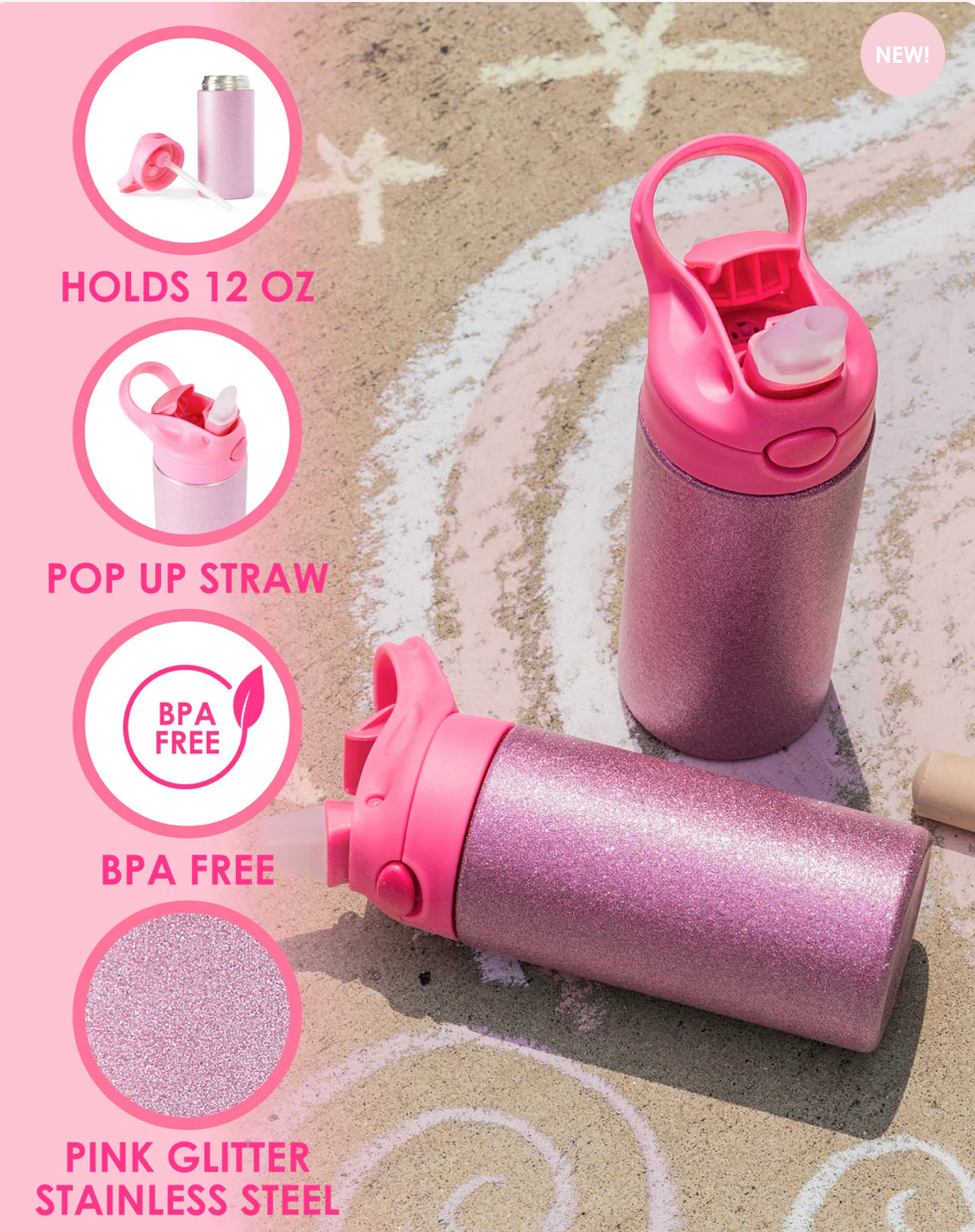 H20 Please Glitter Water Bottle
