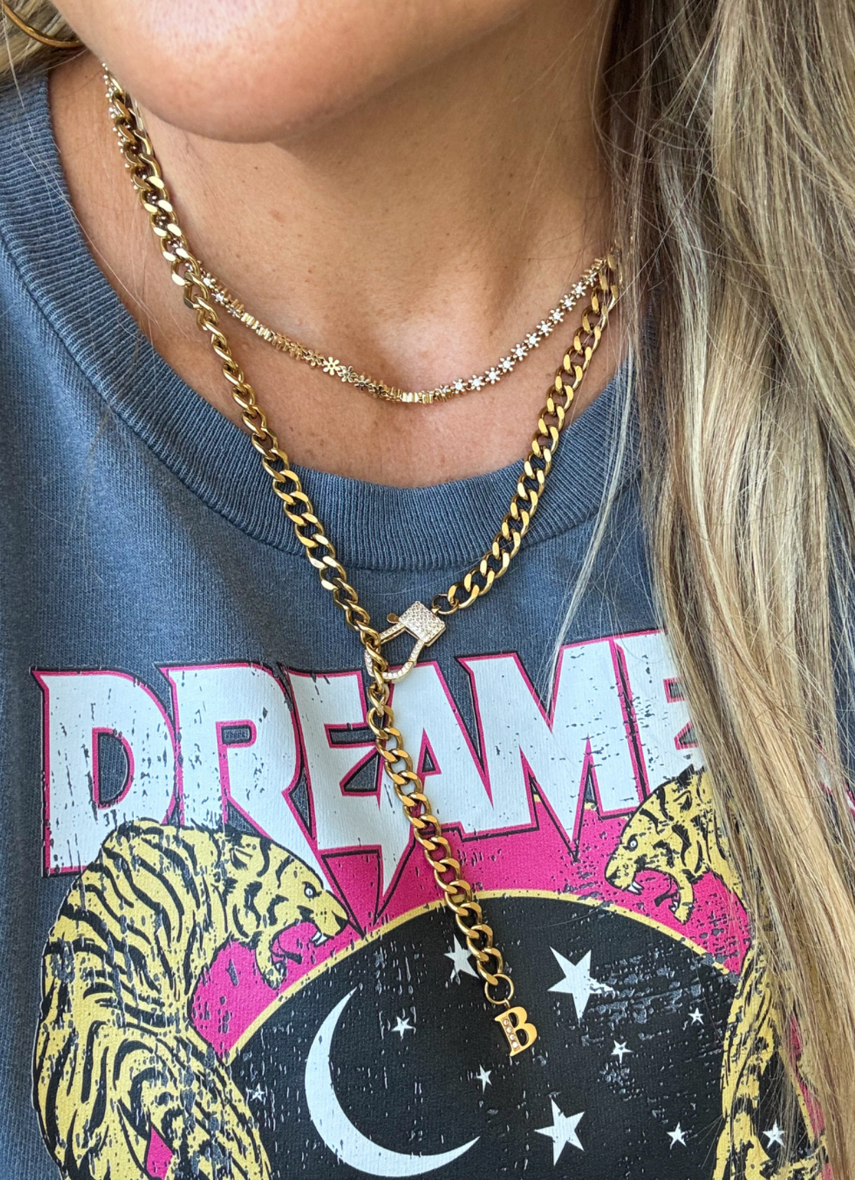 Link & Letter Charm Necklace