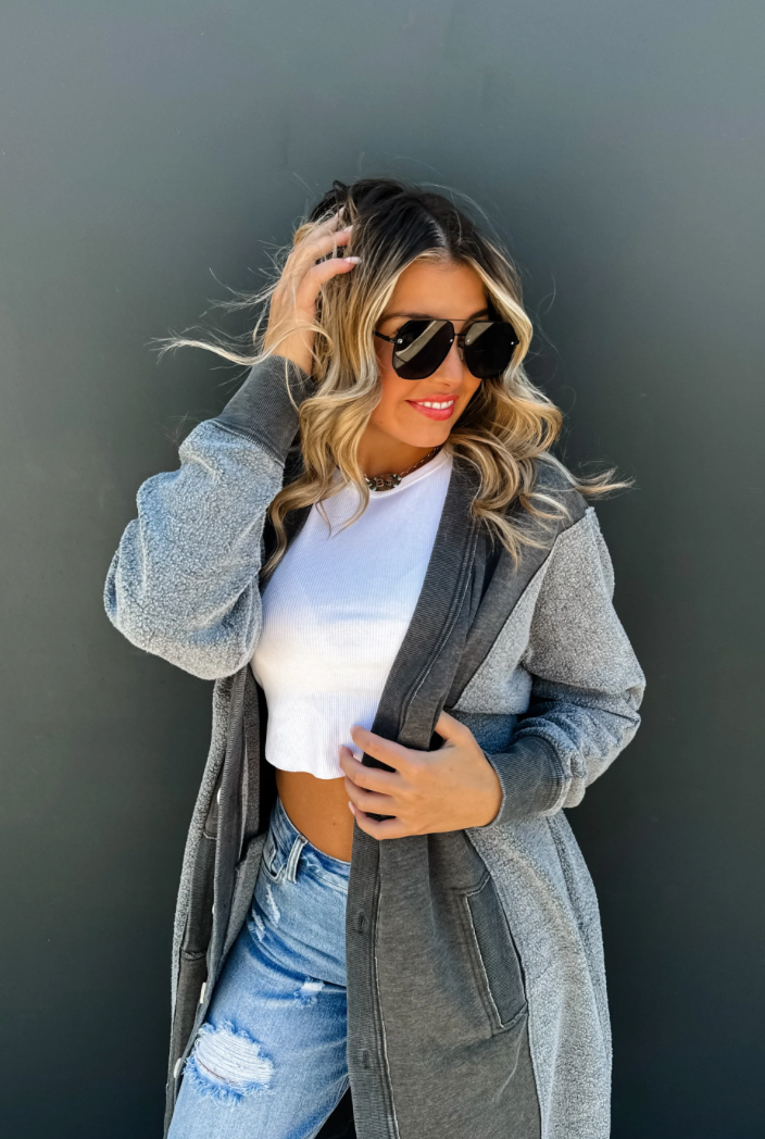 It's Friday Cardi- Charcoal