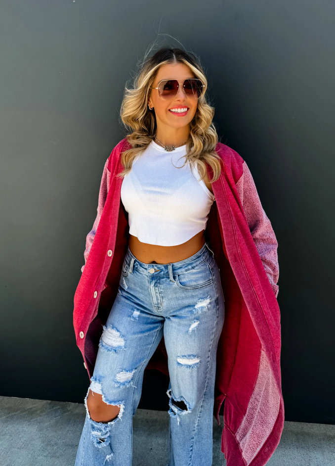 It's Friday Cardi- Burgundy