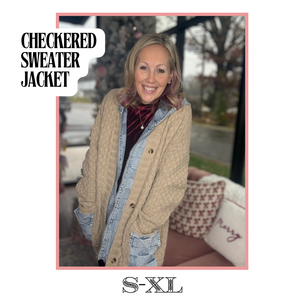 Checkered Sweater Jacket