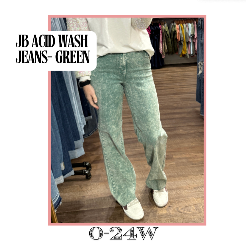 JB Acid Wash Jeans- Green