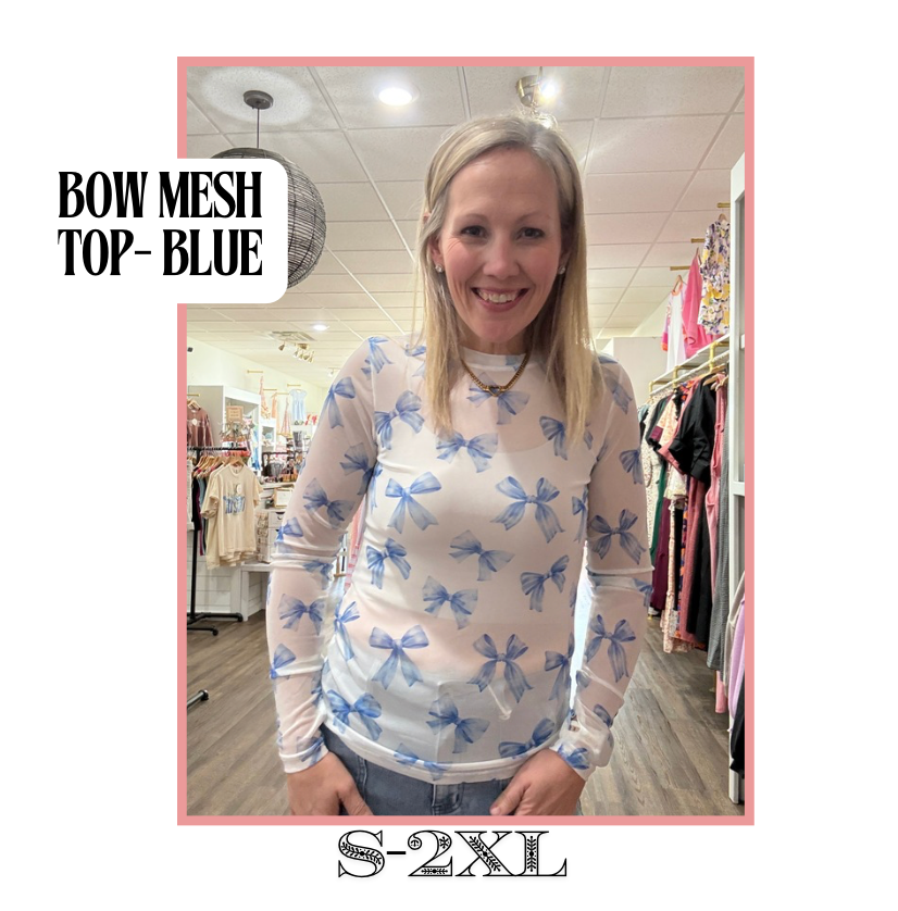 Bow Mesh Top- Blue