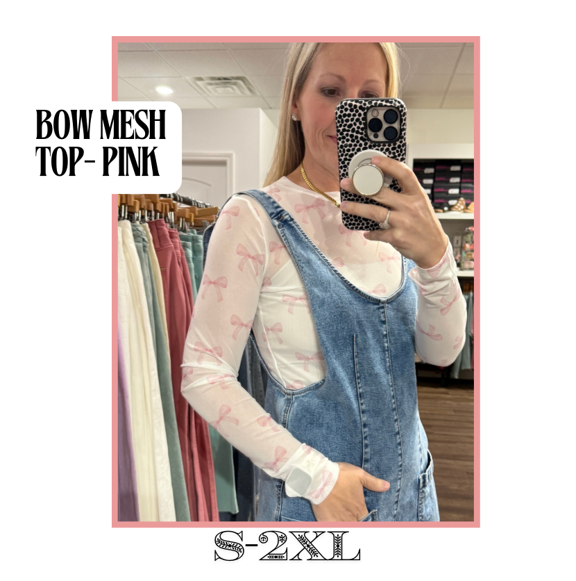 Bow Mesh Top- Pink