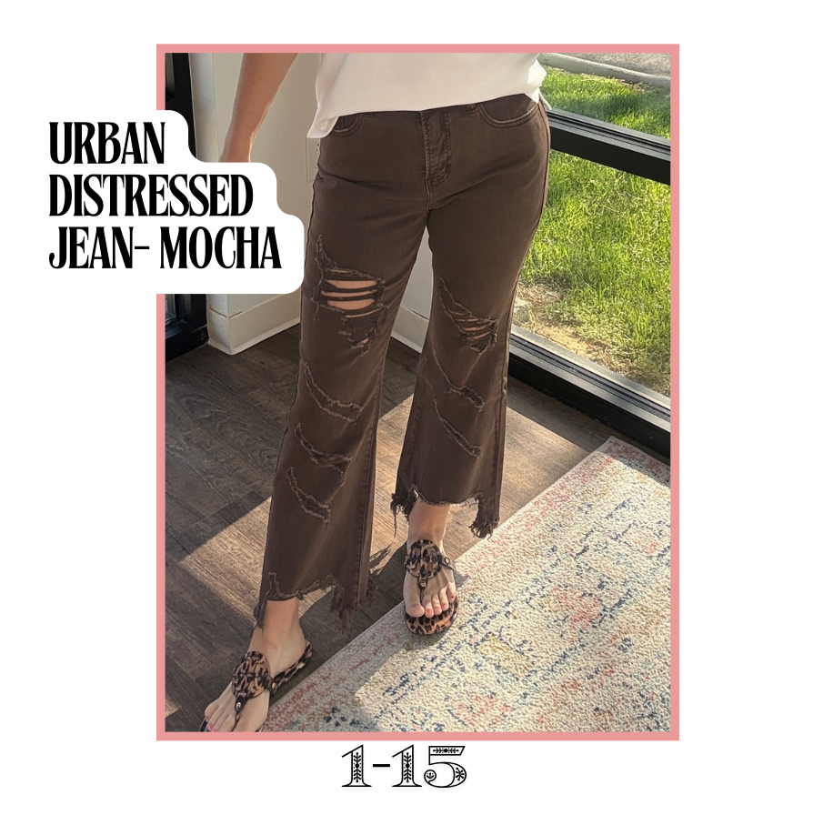 Urban Distressed Jean- Mocha