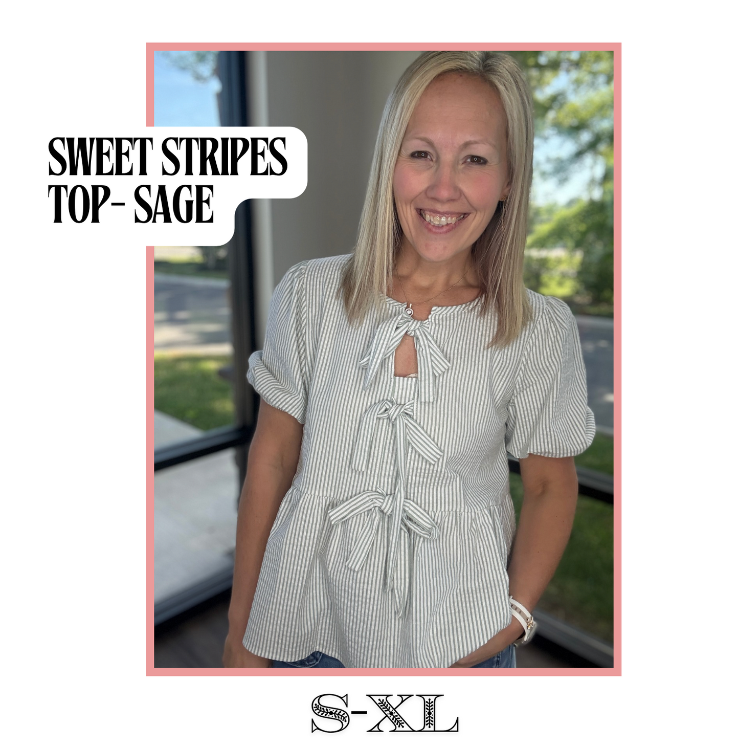 Sweet Stripes Top- Sage