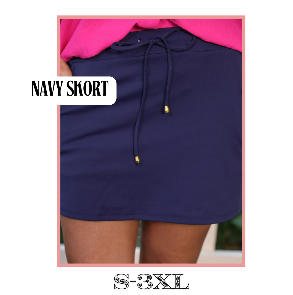 Solid Navy Skort