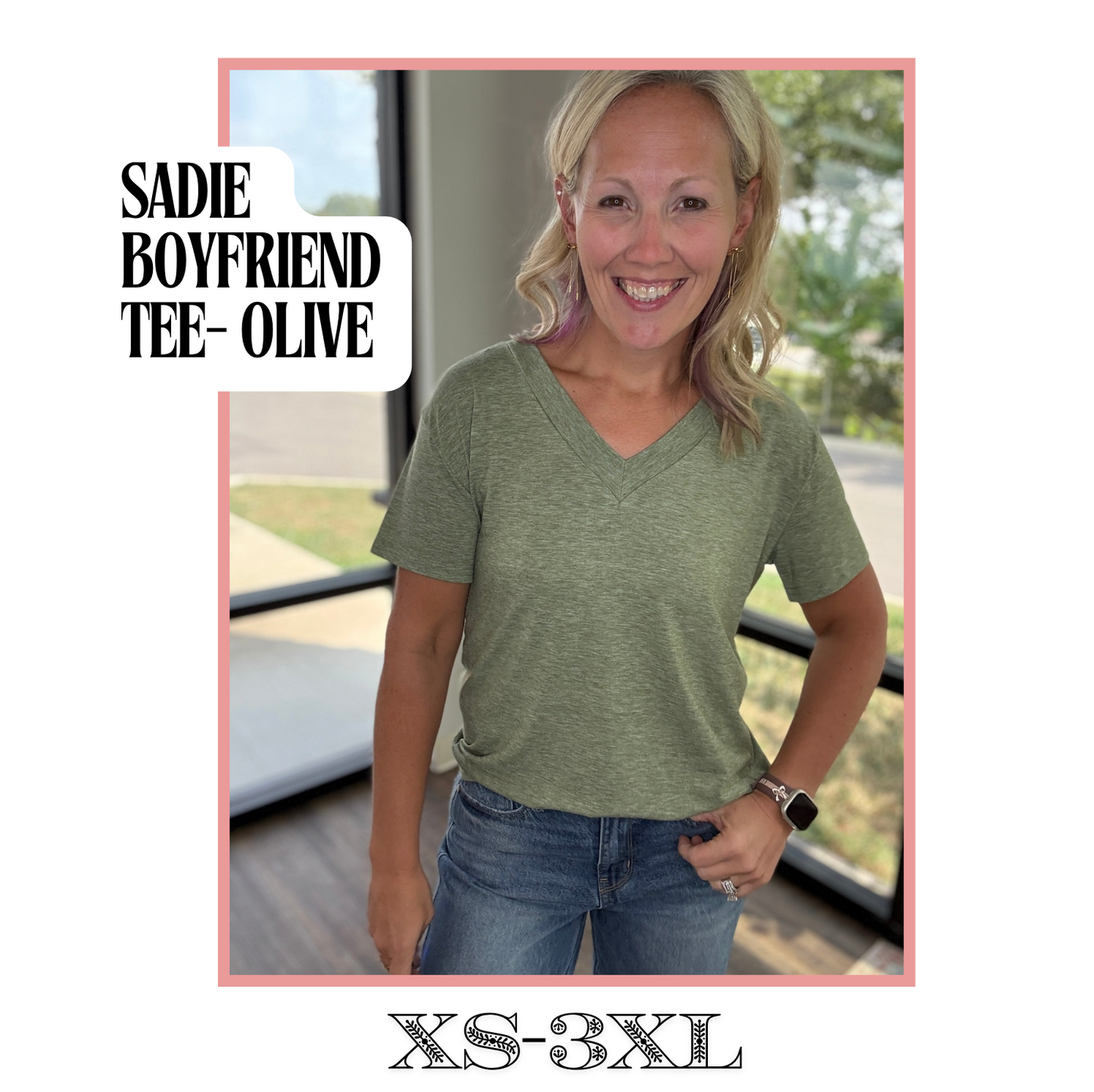 Sadie Boyfriend Tee- Olive
