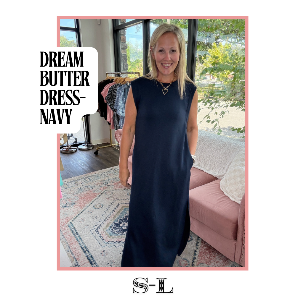 Dream Butter Knit Dress- Navy