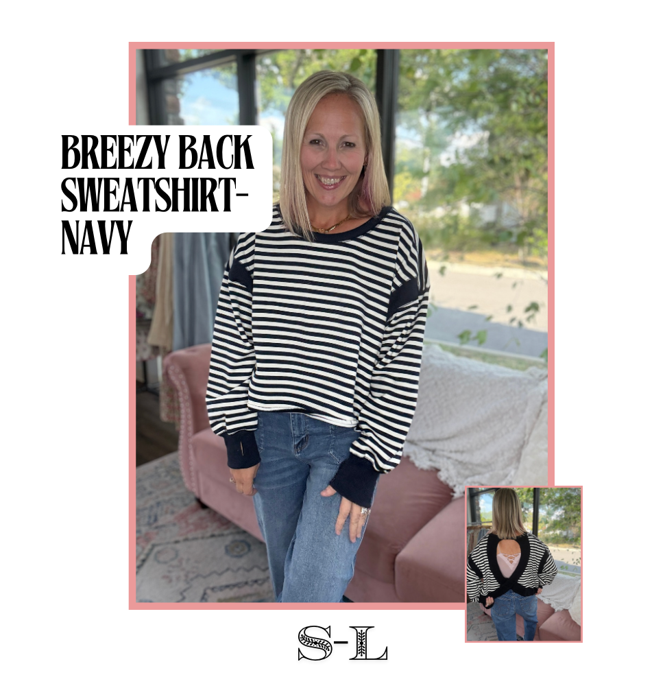 Breezy Back Sweatshirt- Navy