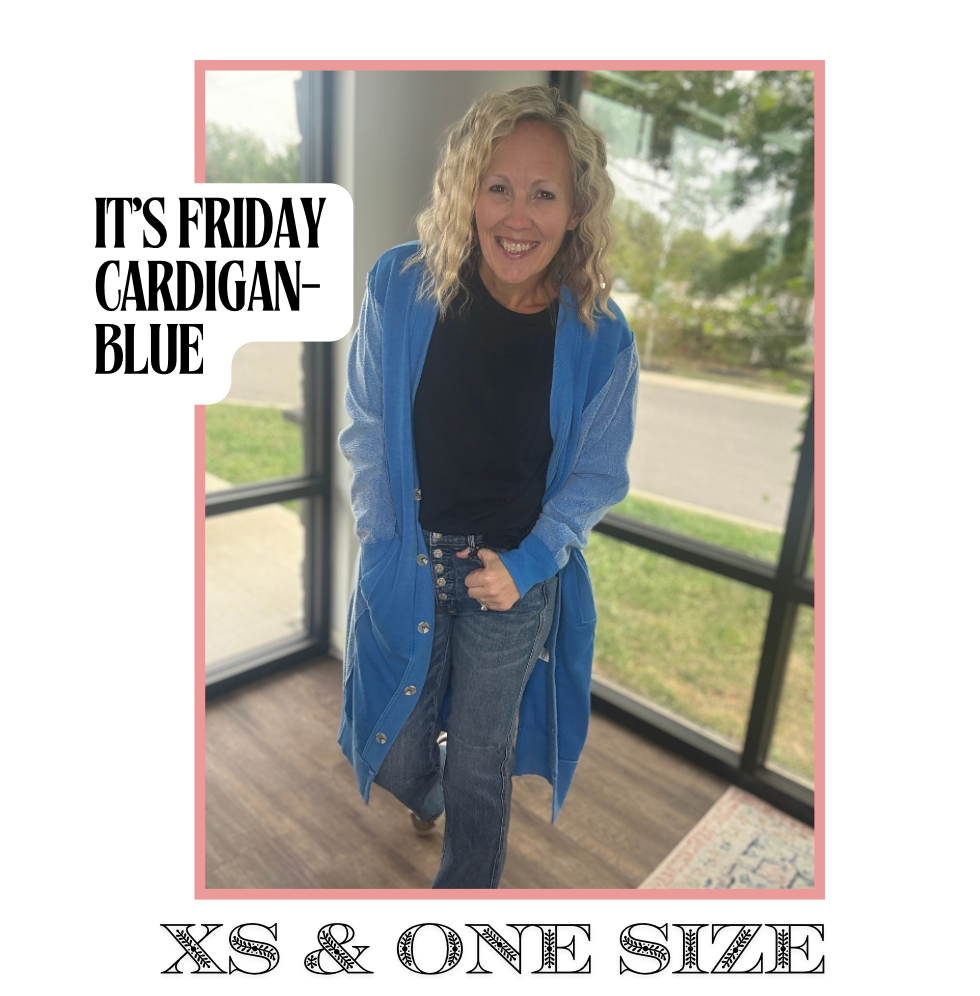 It's Friday Cardi- Blue