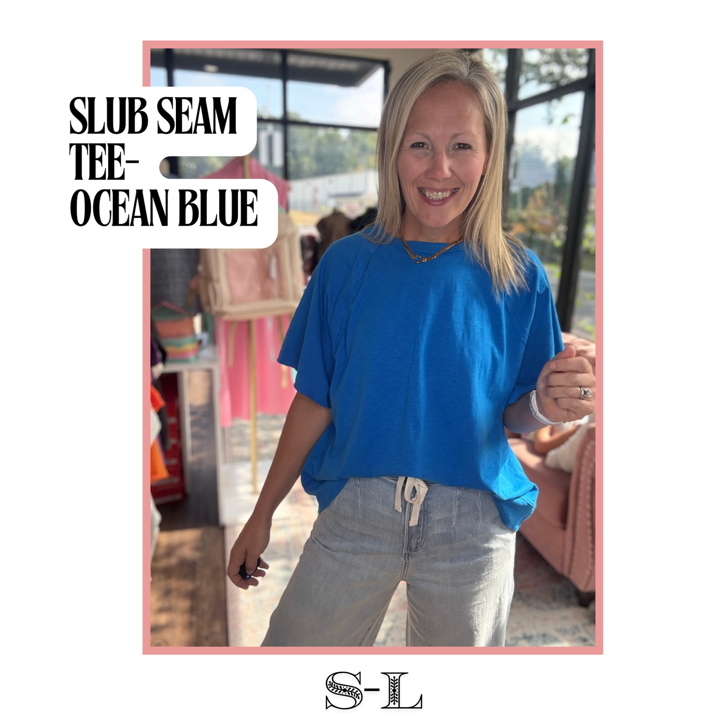 Slub Seam Top- Ocean Blue