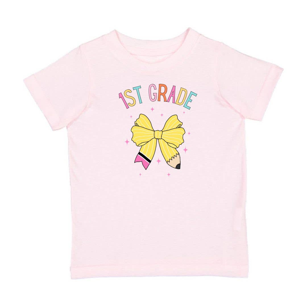 First Grade Pencil Bow Tee