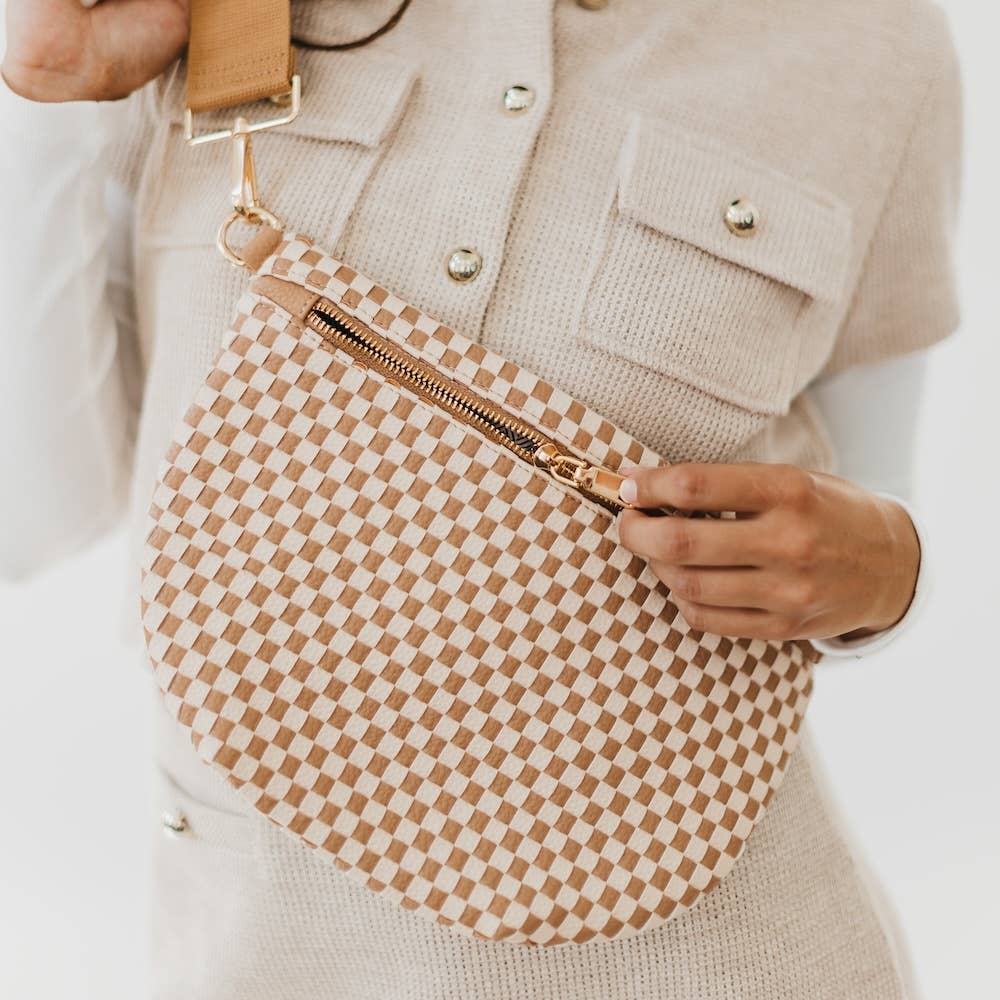 Westlyn Woven Bum Bag-Checkered Tan