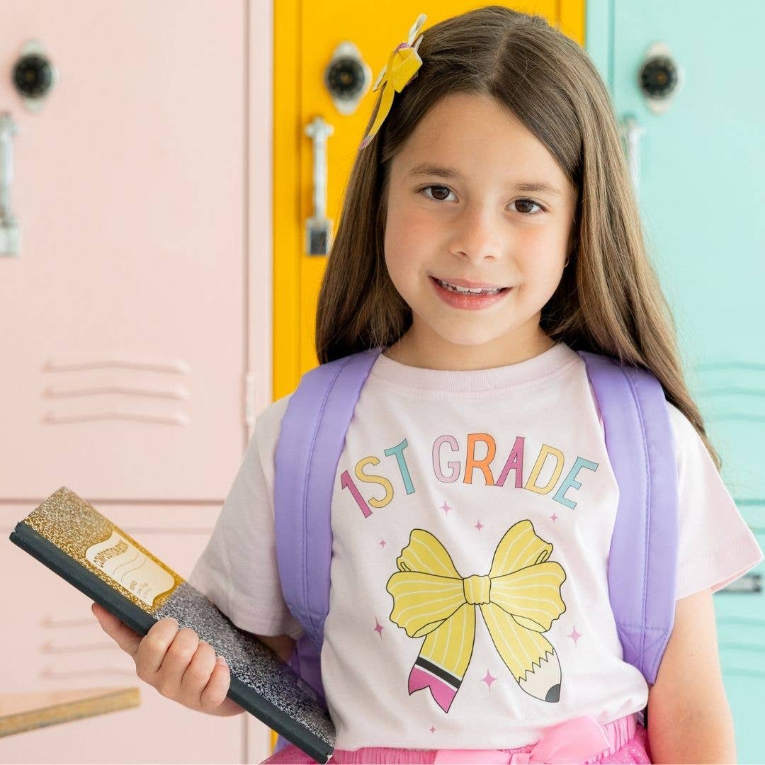 First Grade Pencil Bow Tee