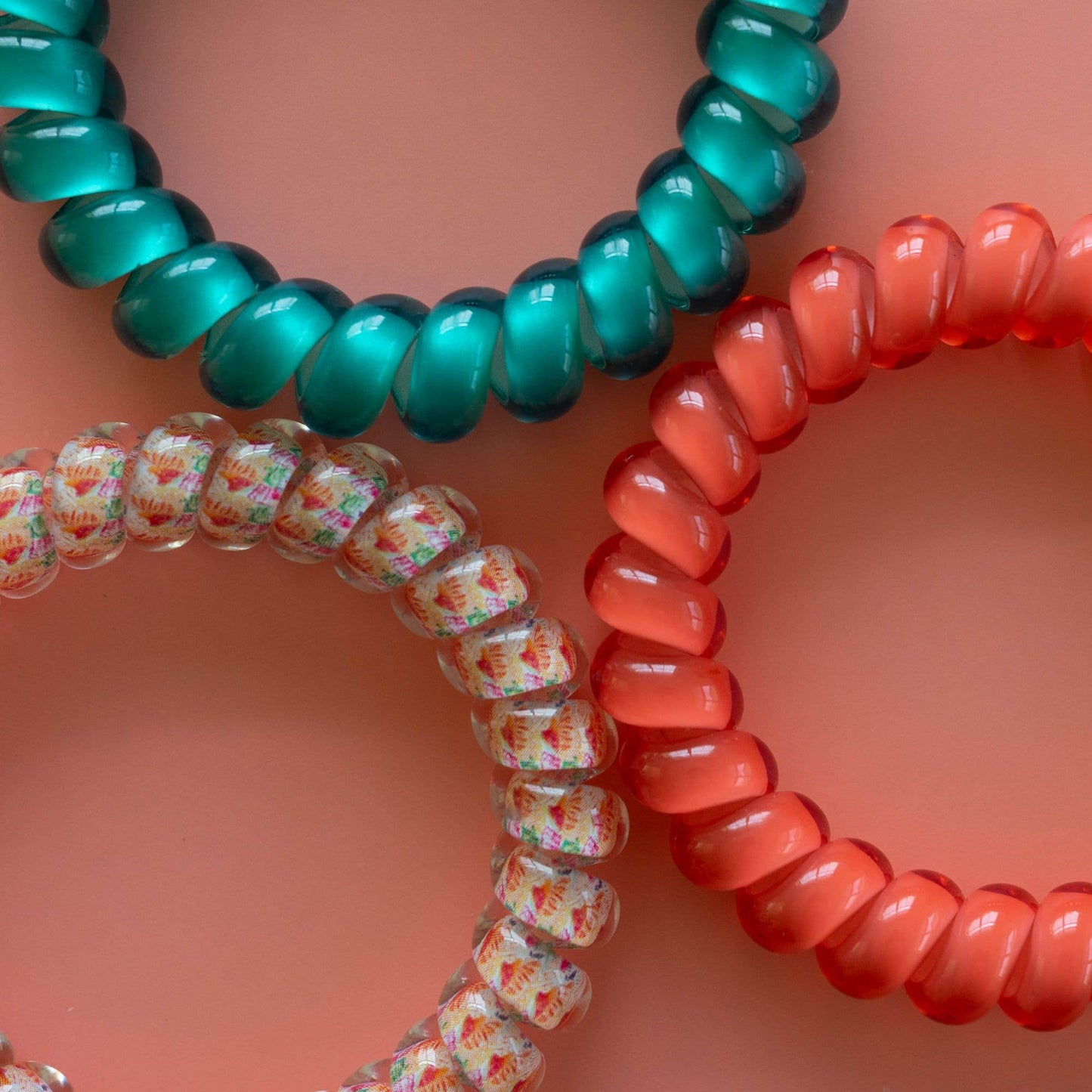 Coral Craze Hair Ties