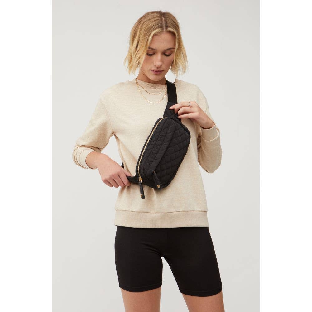 Quilted Belt Bag- Black