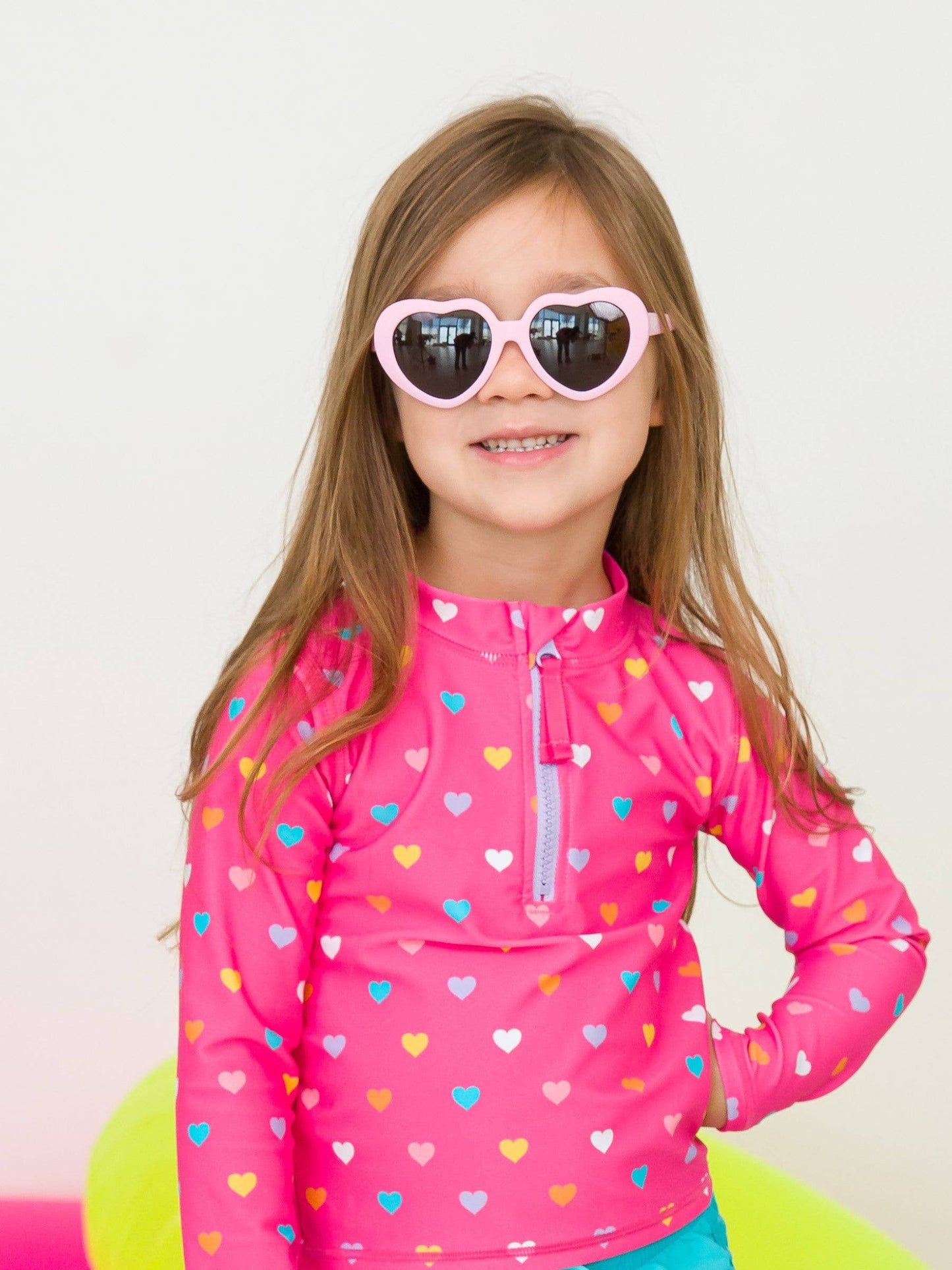 Girls Pink Heart Sunglasses