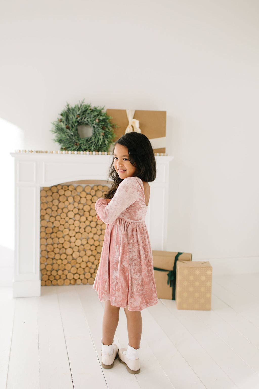 Gwendolyn Blush Velvet Dress
