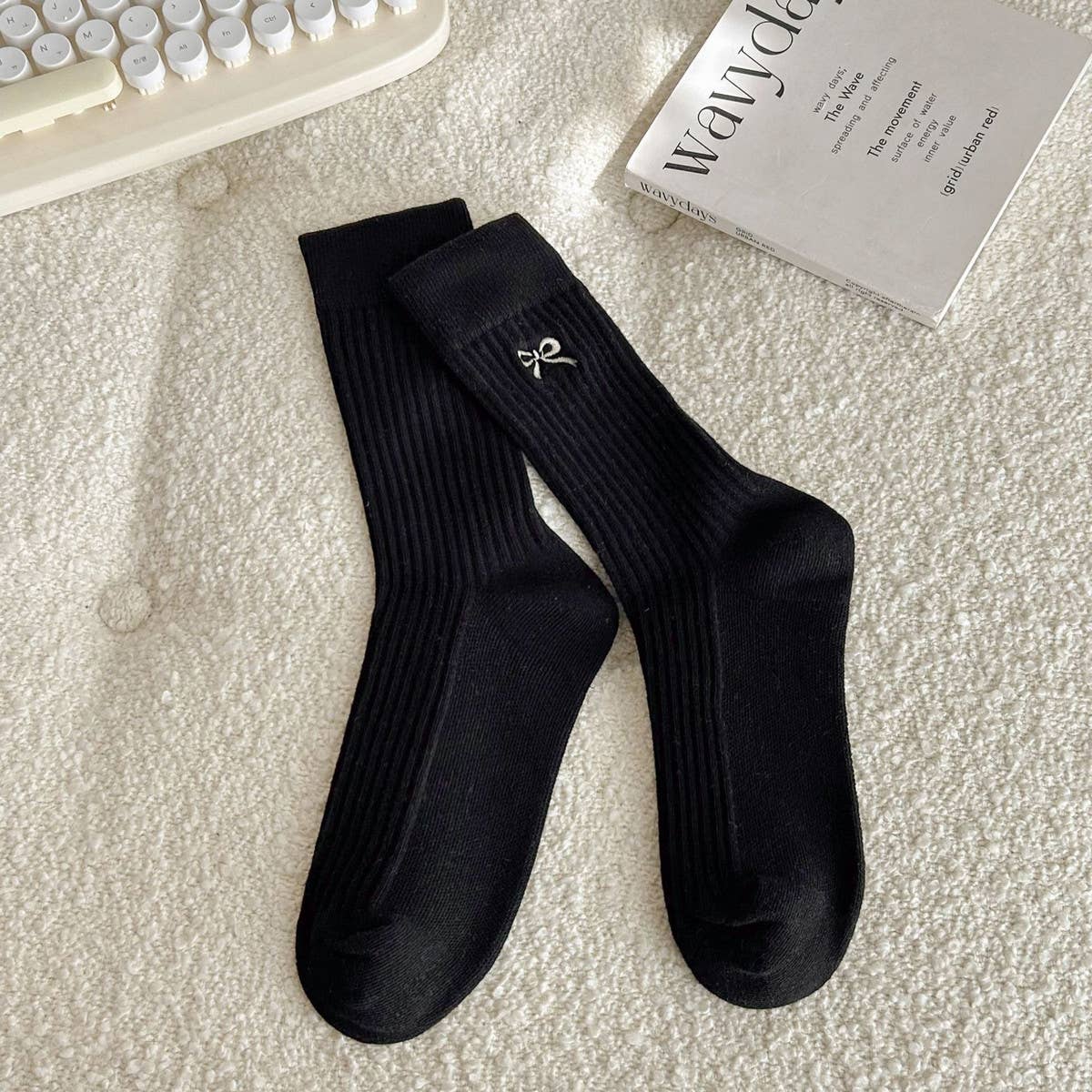 Bow Socks-Black