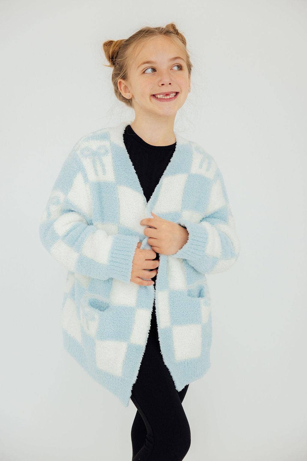 Checker Bow Cozy Cardigan
