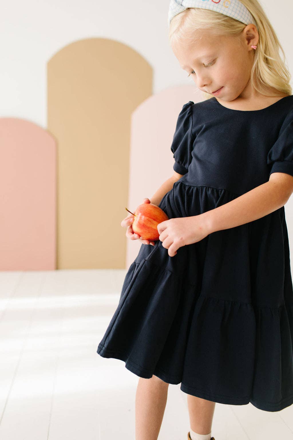 Puff Navy Twirl Dress