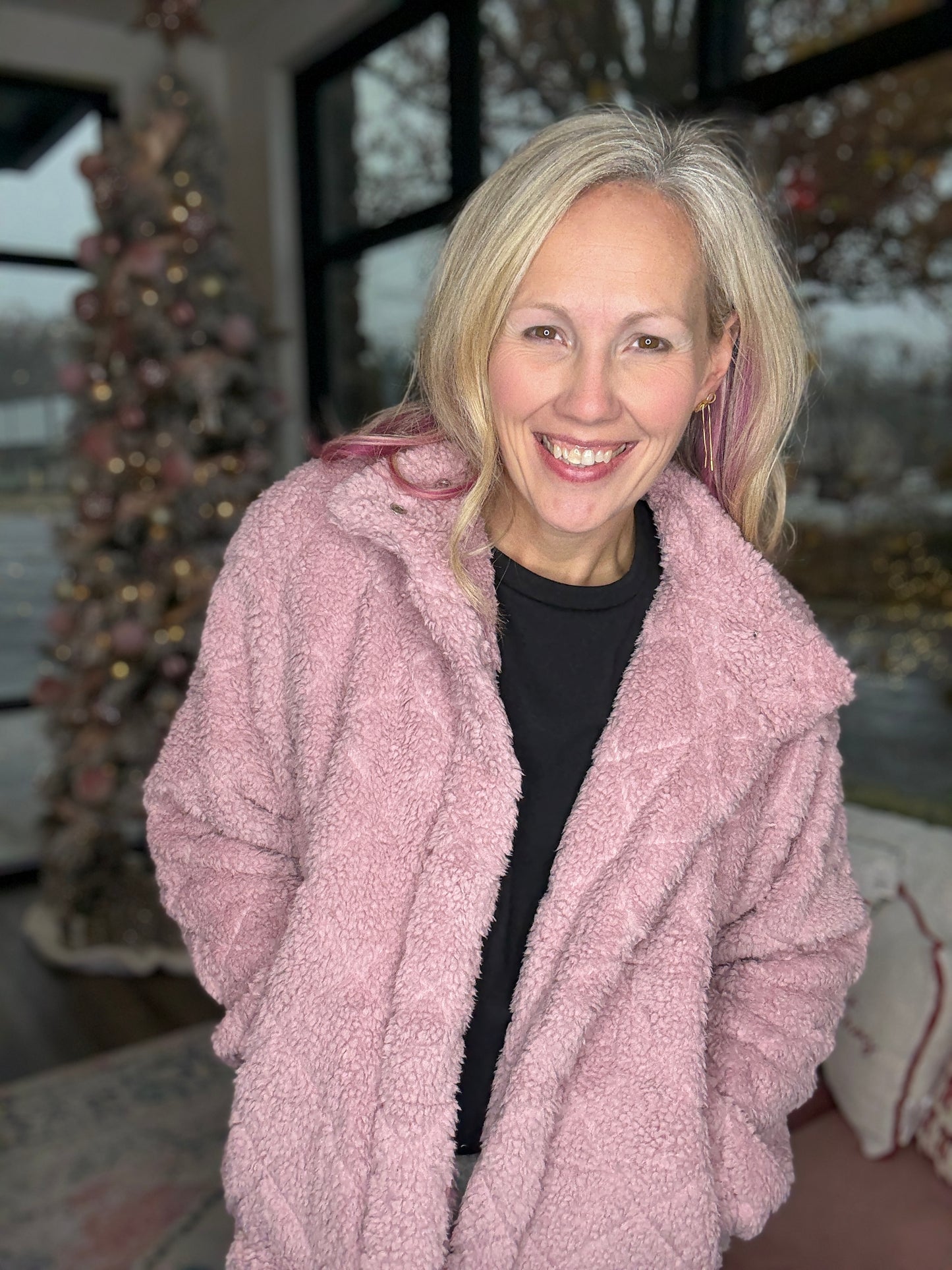 Candie Sherpa Jacket- Mauve