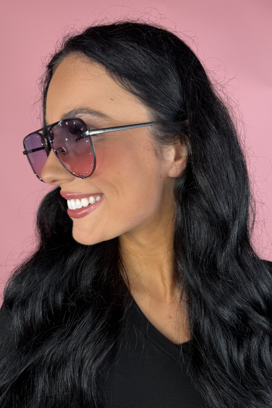 Hollywood Studded Sunglasses: Black