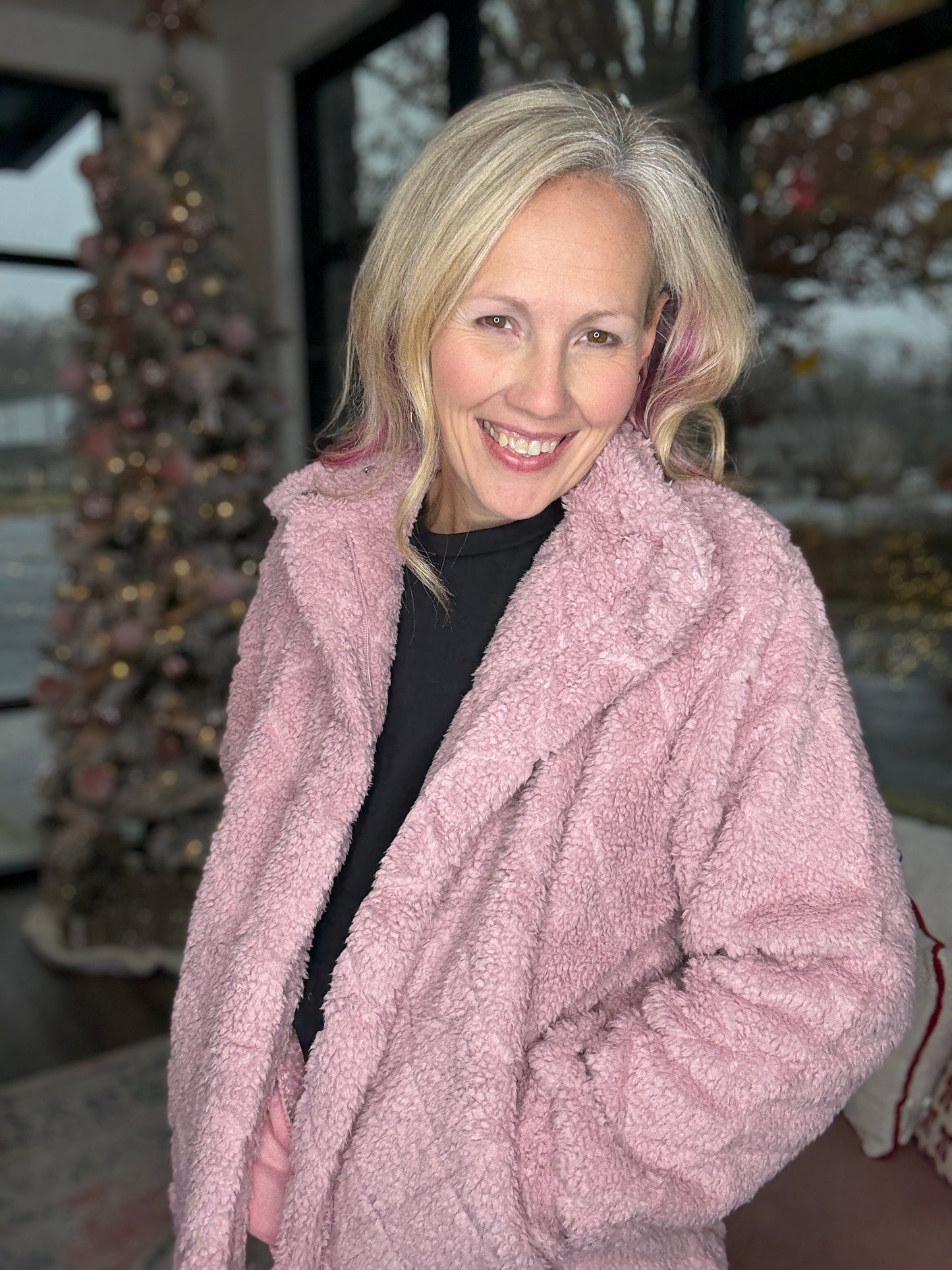 Candie Sherpa Jacket- Mauve