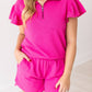 Quarter Zip with Flutter Sleeves- Hot Pink