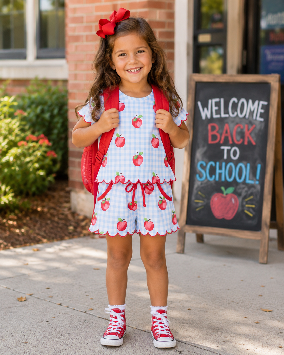 Apple Plaid Girls Scallop Set